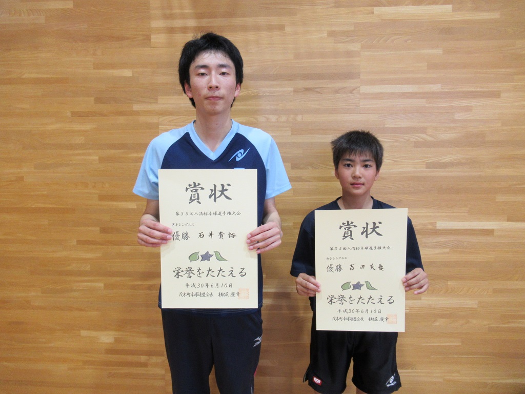優勝(男子:石井選手、女子:吉田選手)