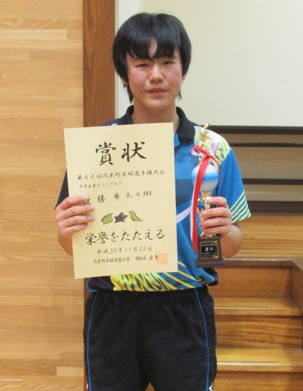 中学生男子シングルス優勝 廣木 七翔(茂木中)