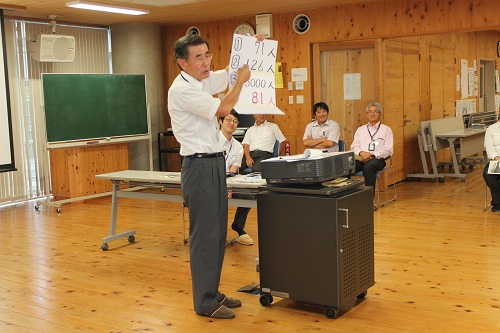 クイズも出題(茂木町行政相談委員 阿島克行さん)