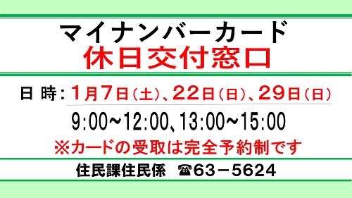 平日来庁が難しい方は、休日窓口もあります