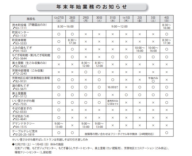 R7年末年始業務のお知らせ