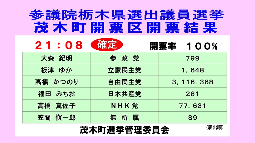 参議院選開票速報(確定)